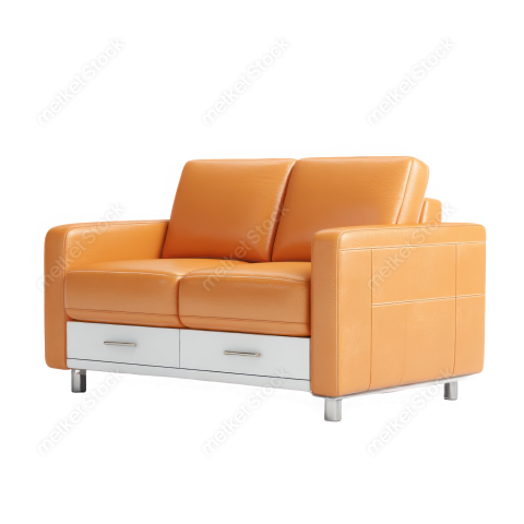 Bdrabiul22 A modern orange leather loveseat sofa with white d ea6c8ce2 b1da 4214 a0d6 a30fdb8e172f 3 attr1 feather