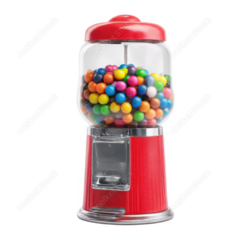Bdrabiul22 A red gumball machine filled with colorful gumball 8db58a62 3fe6 4603 8bd4 5e49d39e668d 3 attr1 feather